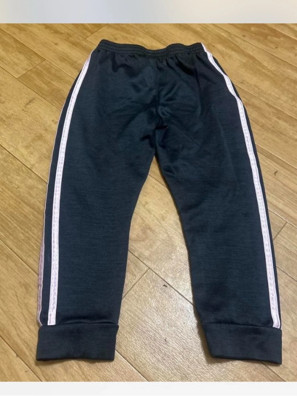 Adidas Kids Black Track Pants with Pink Stripes size 6